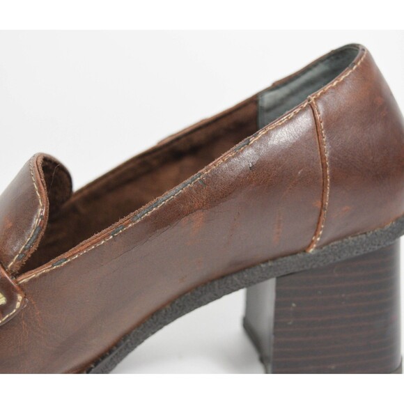 90s Y2K Mudd Becky Brown Faux Leather Platform Penny Loafers Shoes Sz 8.5M - Picture 7 of 8